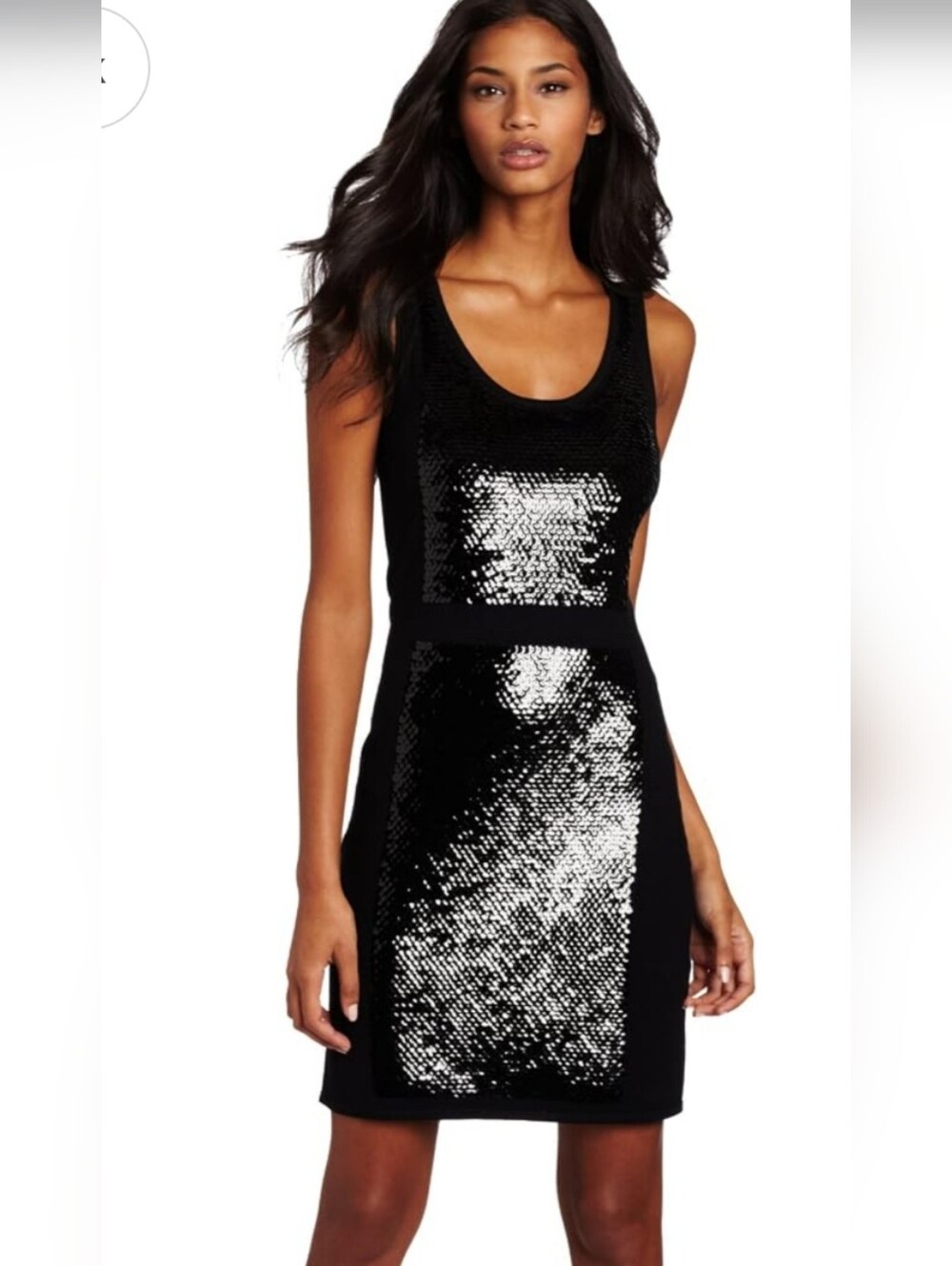 Yoana Baraschi Black Sequin Panel Mini Dress